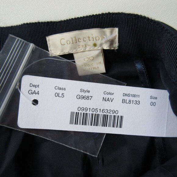 NWT J.Crew Collection Sequin Midi in Navy Blue Tie Waist Straight Skirt 00 $228 - Picture 8 of 9